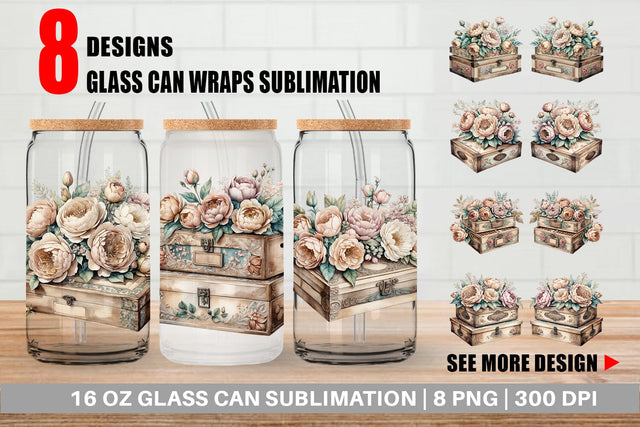 Glass Can Wrap Wooden Cigar Box Sublimation artnoy 
