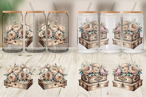 Glass Can Wrap Wooden Cigar Box Sublimation artnoy 