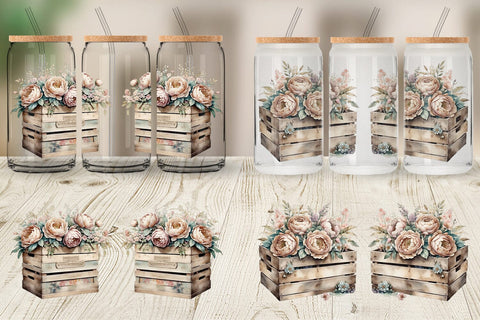 Glass Can Wrap Wooden Crate Sublimation artnoy 