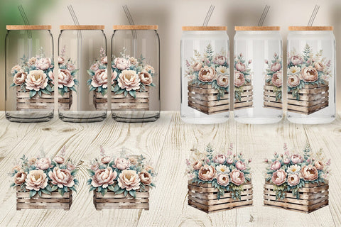 Glass Can Wrap Wooden Crate Sublimation artnoy 