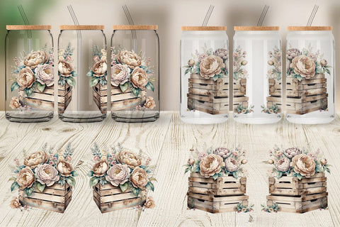Glass Can Wrap Wooden Crate Sublimation artnoy 