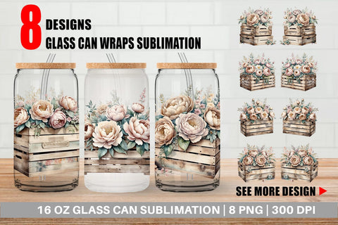Glass Can Wrap Wooden Crate Sublimation artnoy 