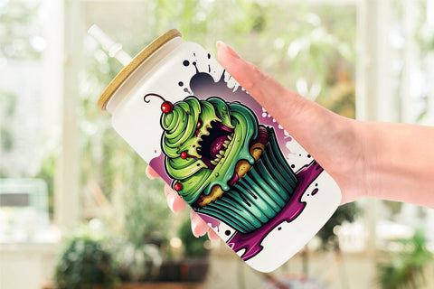 Glass Can Wrap Zombie Cupcake Sticker Sublimation artnoy 