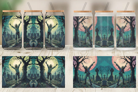 Glass Can Wrap Zombie Halloween Sublimation artnoy 