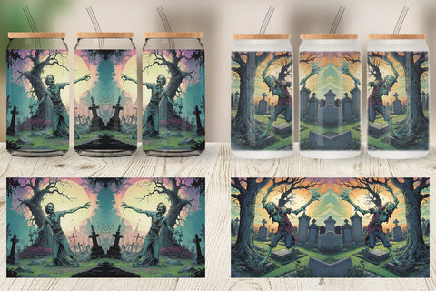 Glass Can Wrap Zombie Halloween Sublimation artnoy 