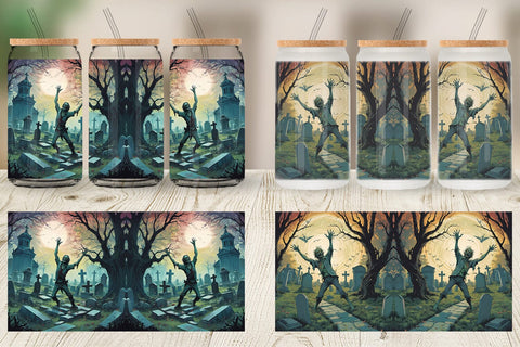 Glass Can Wrap Zombie Halloween Sublimation artnoy 