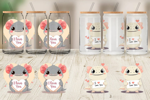 Glass Can Wraps Valentine Axolotl Cartoon Sublimation artnoy 