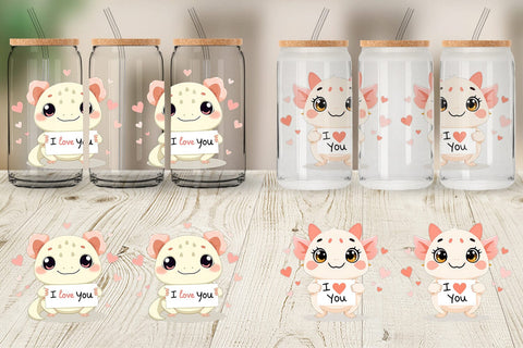 Glass Can Wraps Valentine Axolotl Cartoon Sublimation artnoy 