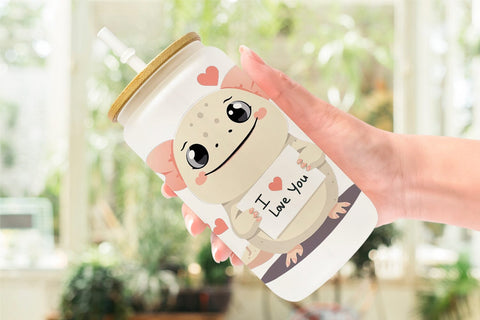 Glass Can Wraps Valentine Axolotl Cartoon Sublimation artnoy 