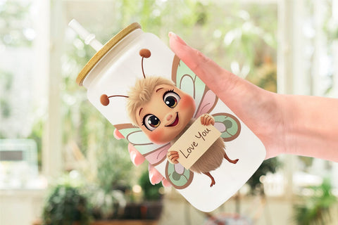 Glass Can Wraps Valentine Butterfly Cartoon Sublimation artnoy 