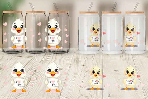Glass Can Wraps Valentine Duck Cartoon Sublimation artnoy 