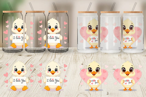 Glass Can Wraps Valentine Duck Cartoon Sublimation artnoy 