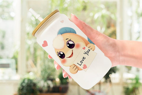 Glass Can Wraps Valentine Fish Cartoon Sublimation artnoy 