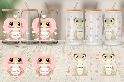 Glass Can Wraps Valentine Gecko Cartoon Sublimation artnoy 