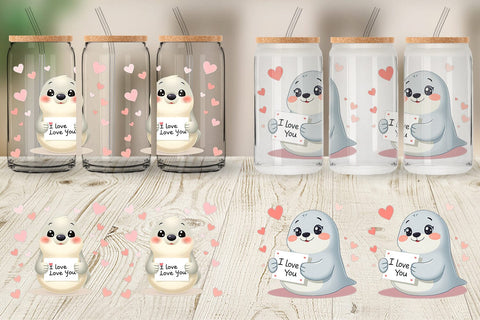 Glass Can Wraps Valentine Seal Cartoon Sublimation artnoy 