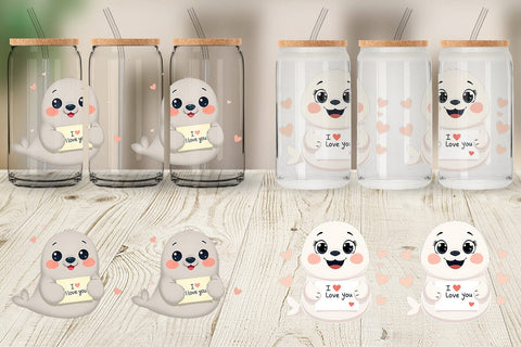 Glass Can Wraps Valentine Seal Cartoon Sublimation artnoy 