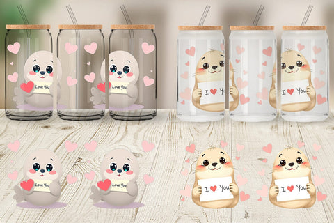 Glass Can Wraps Valentine Seal Cartoon Sublimation artnoy 