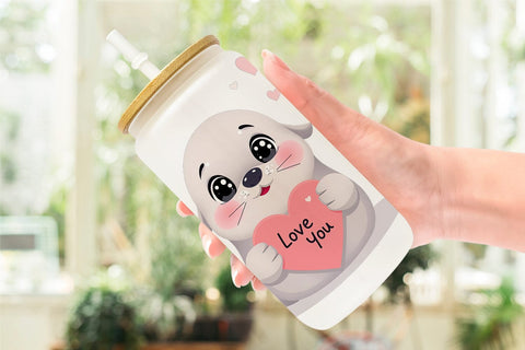 Glass Can Wraps Valentine Seal Cartoon Sublimation artnoy 