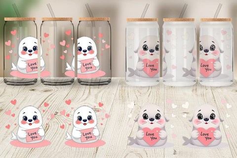 Glass Can Wraps Valentine Seal Cartoon Sublimation artnoy 
