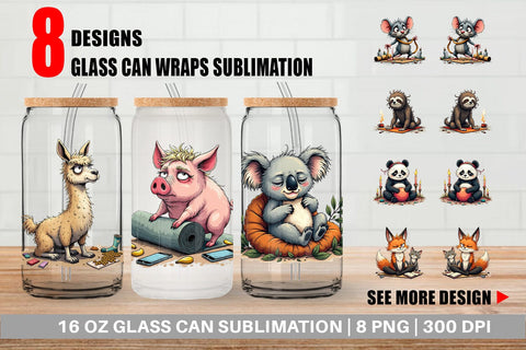 Glass Can Yoga Grumps Sublimation artnoy 