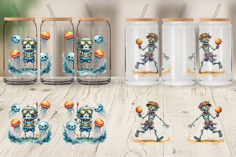 Glass Can Zany Zombie Escapades Sublimation artnoy 