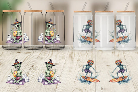 Glass Can Zany Zombie Escapades Sublimation artnoy 