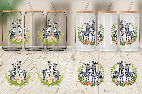 Glass Can Zebra Embroidery Sublimation artnoy 