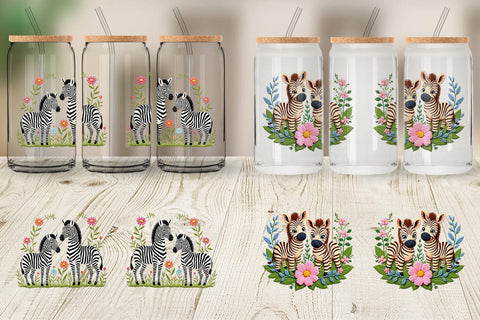 Glass Can Zebra Embroidery Sublimation artnoy 