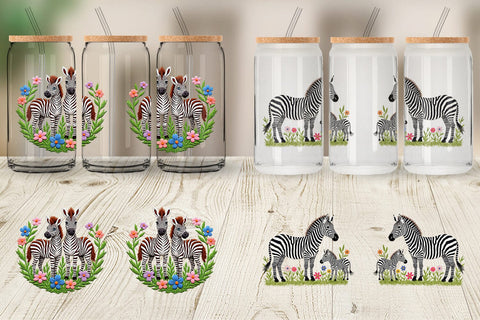 Glass Can Zebra Embroidery Sublimation artnoy 