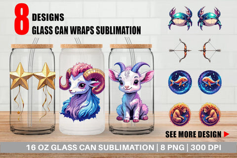 Glass Can Zodiac Babies Sublimation artnoy 