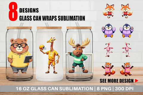 Glass Can Zoo Football Team Sublimation artnoy 