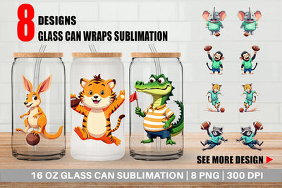 Glass Can Zoo Football Team Sublimation artnoy 