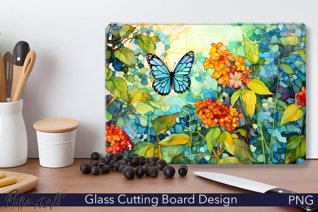 Glass Cutting Board | Butterflies Sublimation Pfiffen's World 