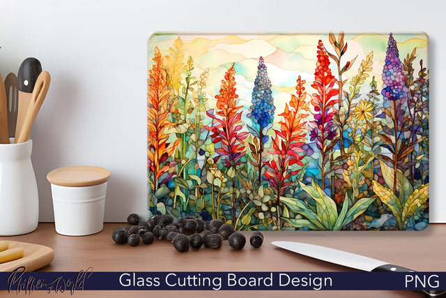 Glass Cutting Board | Colorful Flowers Sublimation Pfiffen's World 