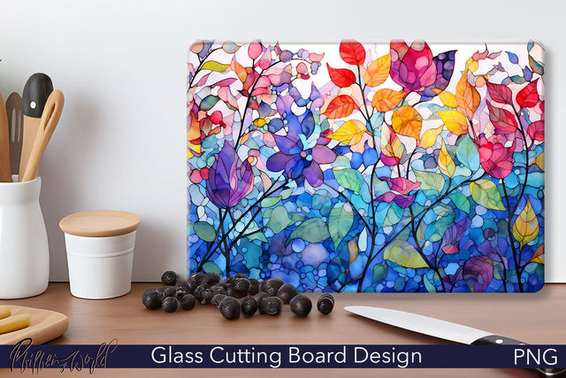 Glass Cutting Board | Colorful Leaves Sublimation Pfiffen's World 