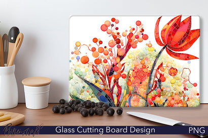 Glass Cutting Board Design | Beautiful Red Flower Sublimation Pfiffen's World 