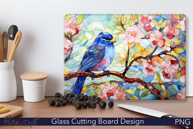 Glass Cutting Board Design | Blue Bird PNG Sublimation Pfiffen's World 