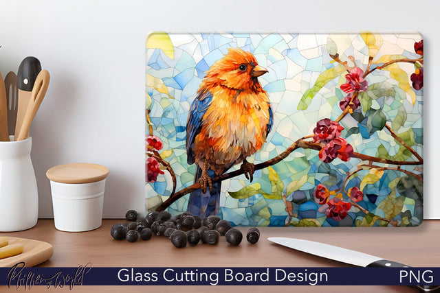 Glass Cutting Board Design | Colorful Bird PNG Sublimation Pfiffen's World 