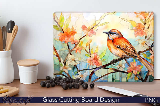 Glass Cutting Board Design | Colorful Bird Sublimation Pfiffen's World 