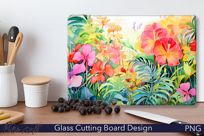 Glass Cutting Board Design | Exotic Flowers Meadow Sublimation Pfiffen's World 