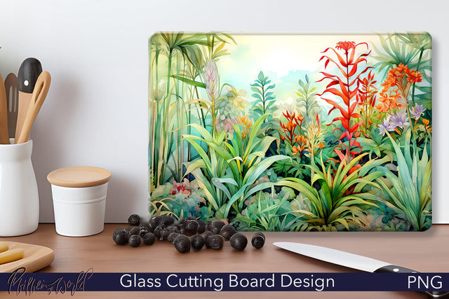 Glass Cutting Board Design | Exotic Flowers Sublimation Pfiffen's World 