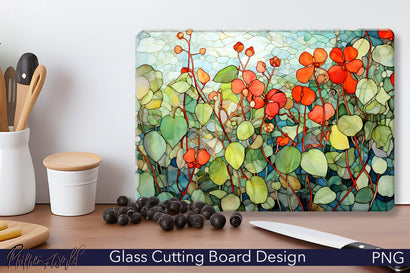 Glass Cutting Board Design | Little Red Flowers Meadow Sublimation Pfiffen's World 
