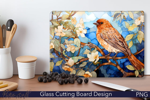 Glass Cutting Board Design | Orange Bird Sublimation Pfiffen's World 