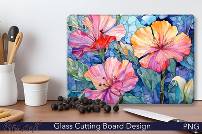 Glass Cutting Board Design | Pink Flowers Meadow Sublimation Pfiffen's World 
