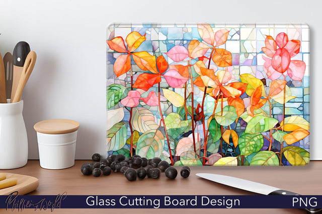Glass Cutting Board Design | Pink Flowers Sublimation Pfiffen's World 