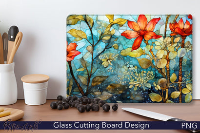 Glass Cutting Board Design | Purple Flowers and Blue Sky Sublimation Pfiffen's World 