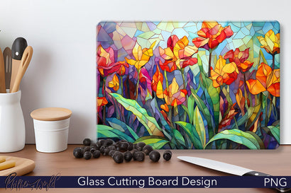 Glass Cutting Board Design | Red Flowers Meadow Sublimation Pfiffen's World 