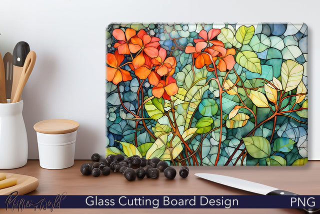 Glass Cutting Board Design | Red Flowers Sublimation Pfiffen's World 