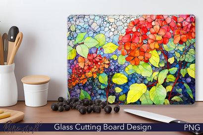 Glass Cutting Board Design | Red Hydrangea Sublimation Pfiffen's World 