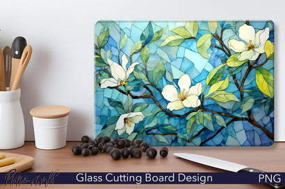 Glass Cutting Board Design | White Flowers Sublimation Pfiffen's World 
